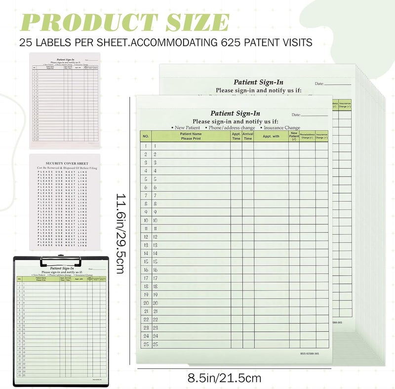 Resholder 250 Pack Patient Sign in Sheets Hipaa Compliant Patient Sign in Label Forms Peel Off Adhesive Labels Carbonless 3 Part Forms for Privacy in Doctor Medical Clinic Dental Office (Green) - Image 4